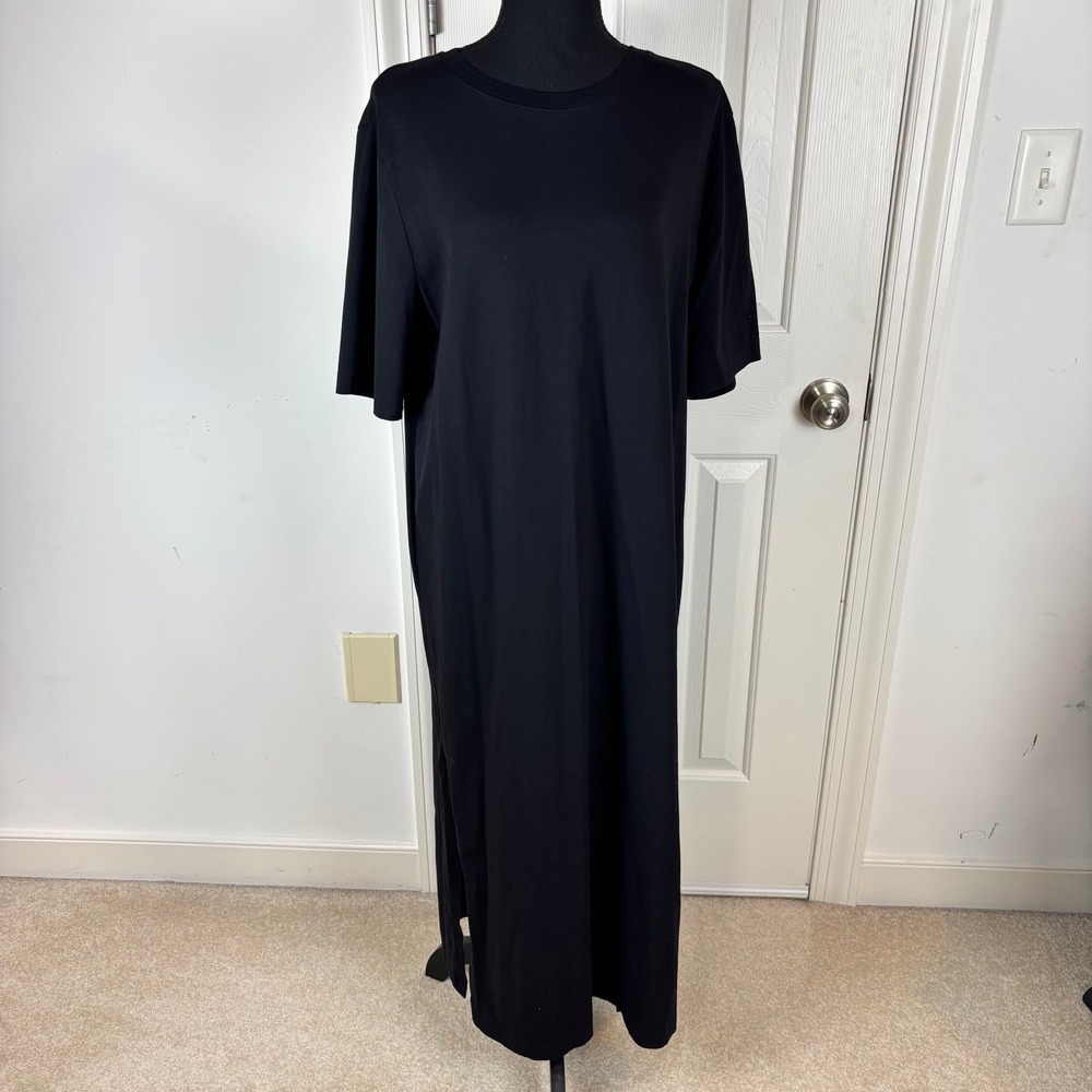 COS Black Short Sleeve Maxi T-Shirt Dress Cotton Stretch Crew Neck Large